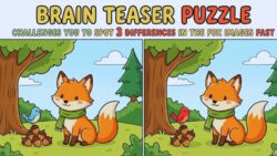 Brain Teaser Puzzle Challenges You to Spot 3 Differences in the Fox Images Quickly