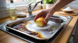 The baking tray in the oven will shine like new: a clever trick without expensive chemicals