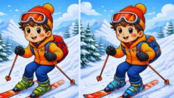 9-Second Visual Challenge: Can You Spot the 3 Hidden Differences in This Skiing Boy Image